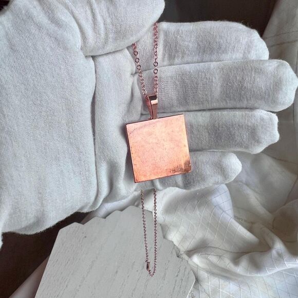 Vintage Copper Tone Pendant Necklace, NEW Hand Painted Floral Pendant Necklace - Picture 15 of 16